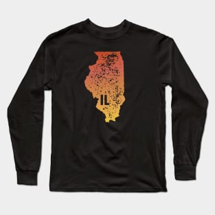 US state pride: Stamp map of Illinois (IL letters cut out) Long Sleeve T-Shirt